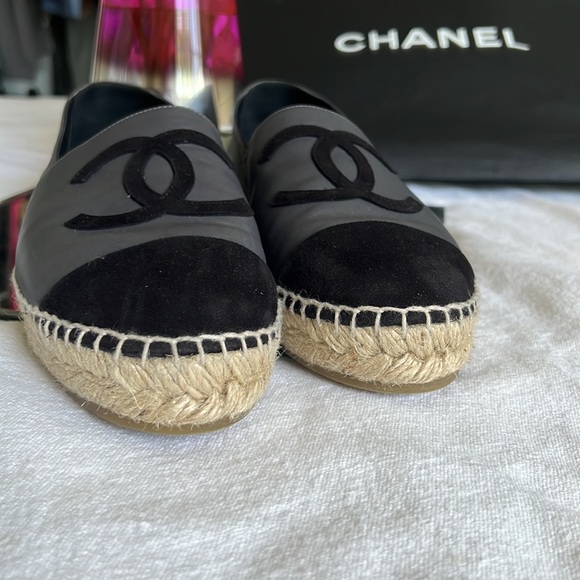 Chanel Suede black & stone blue espadrilles Authentic SZ 41 - Picture 5 of 6
